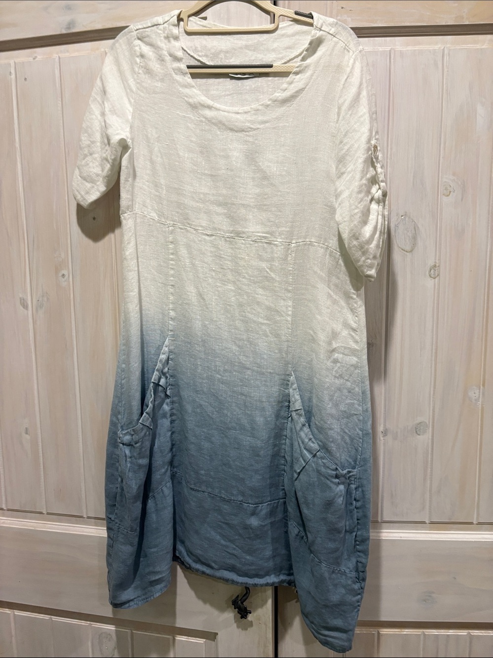 VASNA Italy LINEN DRESS  S  White & Blue